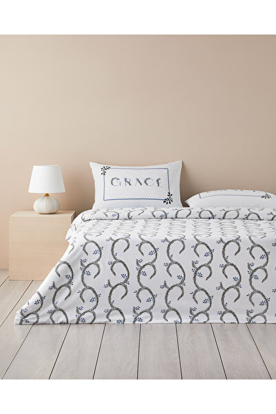 English Home Σετ Παπλωματοθήκης Campanule Cotton Διπλό Σεντόνι 200x220 cm Μπλε