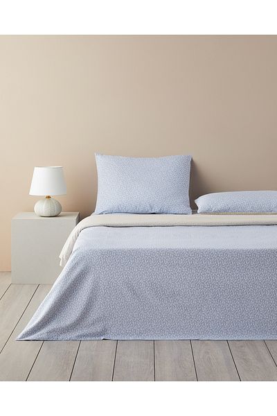 English Home Double Sided Fancy Flowers Duvet Cover Set - Easy Iron, 200X220 cm Blue
