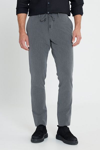 ALTINYILDIZ CLASSICS Men's Anthracite Slim Fit Slim Fit Side Pocket Patterned Elastic Waist Trousers