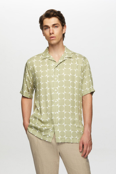 Tween Relaxed Fit Haki Baskılı %100 Viskon Gömlek
