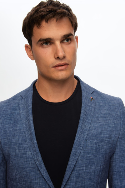 Tween Slim Fit Lacivert Viskon Karışımlı Kumaş Ceket