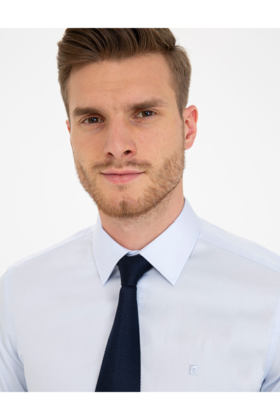 Pierre Cardin Μπλε Slim Fit Μακρυμάνικο Κλασικό Πουκάμισο 50236022-VR003
