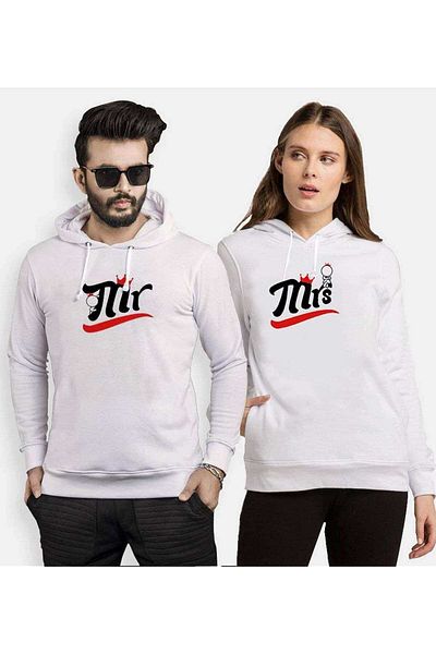 Tshirthane Mr and Mrs Crown Lover Hooded Couple Combination