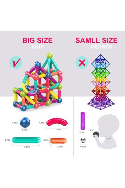 GGEROU Magnetic Balls and Rods Set, Educational Magnet Building Sticks Blocks 3D Puzzle Toy for Kids
