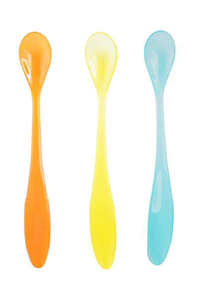 mycey Long Handled Feeding Spoons - 3 pcs - Orange-yellow-blue