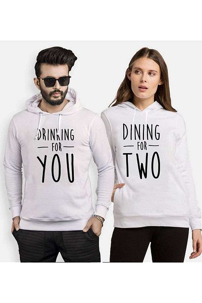 Tshirthane Drinking For You Dining For Two Lovers Combinations Hooded Couple Combination