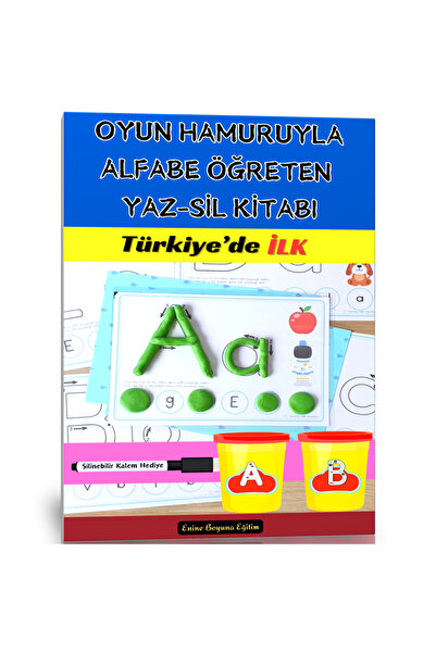 Enine Boyuna Eğitim Yaz-Sil Book Teaching Alphabet with Play Dough