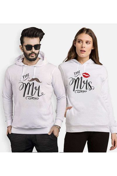 Tshirthane Mrs. Smock Mr. Moustache Lover Combinations Hooded Couple Combination