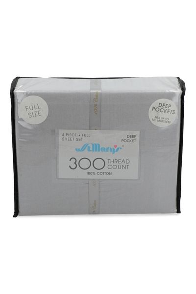 St. Mary'S 4-Piece TC300 Premium Cotton Full Sized Bed Sheet Set