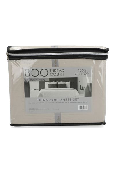 St. Mary'S 4-Piece TC300 Cotton Solid Dye Extra Soft Bed Sheet Set