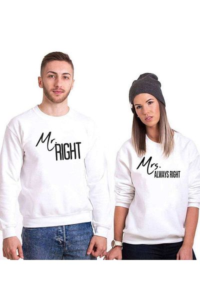 Tshirthane Mr.right MrsAlways Lover Combos Sweatshirt Couple Combination