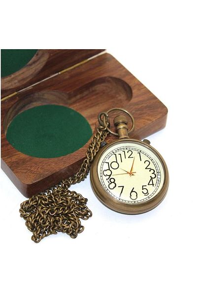 duoza Brass Chain Clock with Wooden Box