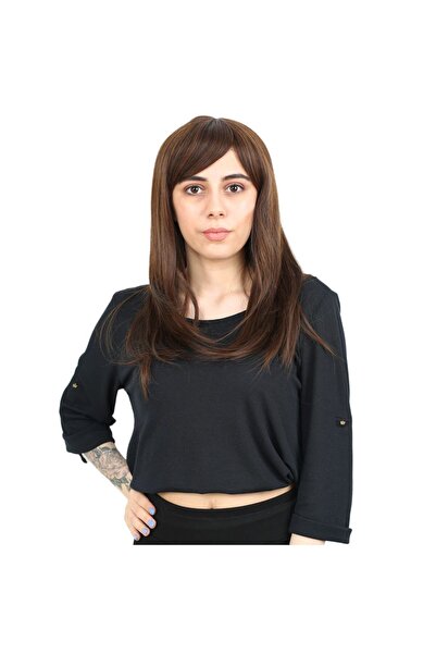 ALVERA COLLECTION Straight Perched Medium Length Fiber Sen Wig / Coffee Caramel