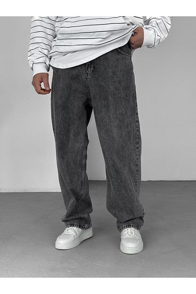 BYBASICMAN Anthracite Washed Baggy Jean Ke-602