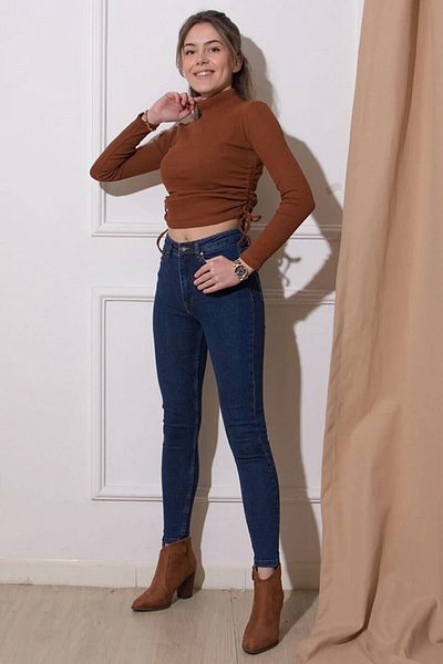 Trn JNS Dámské námořnické modré kalhoty Sandra Extra pohodlné úzké úzké džíny