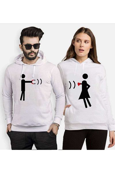 Tshirthane Dear Magnet Heart - Hooded Couple Combination