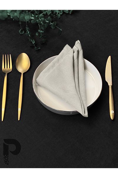 Perle Ecru Fabric - Velvet Look Daily Napkin Series