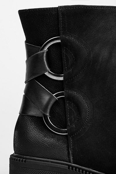 Shoeberry Damskie buty Ruper Black Genuine Leather Suede Buckle Detailed