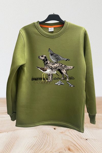 WİDİ Φούτερ Hunting Setter - Sickle Printed 100% Cotton Regular Fit Crew Neck Φούτερ