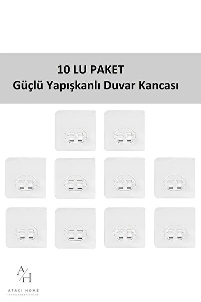 ATACI 10 lu Güçlü Kendinden Yapışkanlı Kancalar Köşe Rafı Banyo Rafı Duş Rafı...