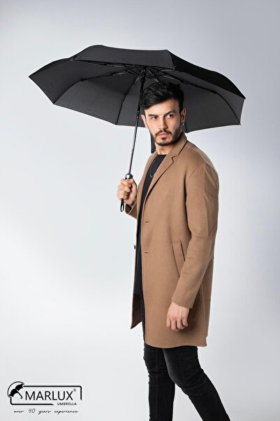 Marlux 8 Telli Tam Otomatik Rüzgara Dayanıklı Özel Sap Tasarımlı Şemsiye Siya...