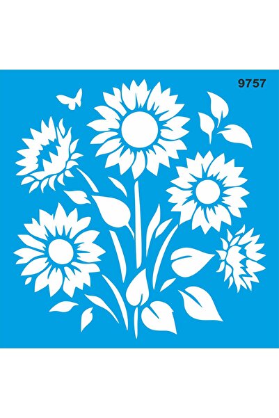 StencilSepeti Ayçiçeği - Stencil Boyama Şablonu 30x30