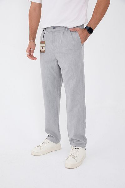 BROCARD Men's Winter Lycra Baggy Fit Waist Half Elastic Comfortable Gray Fabric Trousers