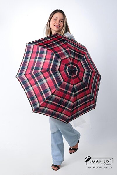 Marlux Kırmızı Ekoseli Kadın Şemsiye M21mar358r002