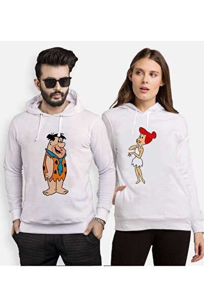 Tshirthane Fred Wilma Çakmaktaş Sevgili Kombinleri Kapüşonlu Çift Kombini