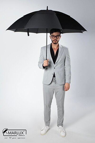 Marlux 8 8 Telli Rüzgara Ekstra Dayanıklı Büyük Prokol Otomatik Şemsiye Siyah...