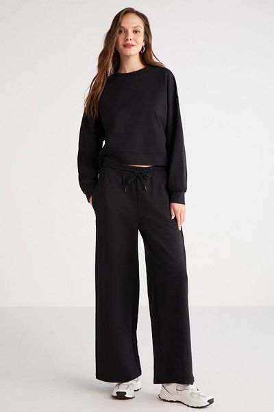 GRIMELANGE ASUNA Set 2 piese pentru femei Trening negru cu fleece în interior
