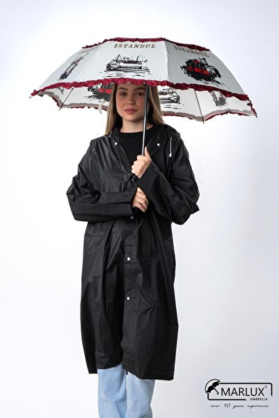 Marlux İstanbul Figürlü Bordo Kadın Şemsiyesi M21mar109r001