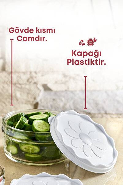 grimorlife 6 Pieces White Plastic Breakfast Glass Bowl with Lid - Breakfast Storage Container 415 Cc