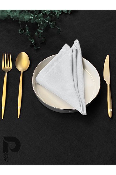 Perle White Fabric Napkin Daily Series Velvet Look