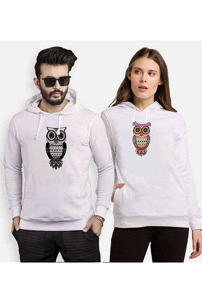 Tshirthane Owl Owl Lover Combos Hooded Couple Combination