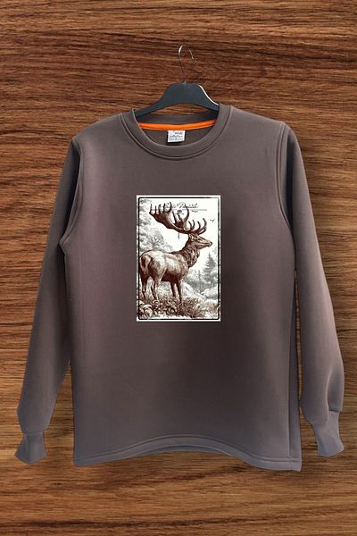 WİDİ Φούτερ Hunting Hunter Deer Hunt με στάμπα βαμβακερή κανονική εφαρμογή με λαιμόκοψη