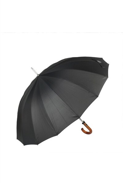 Marlux Siyah Ekose Ahşap Saplı 16 Çelik Telli Premium Lüks Erkek Baston Şemsi...