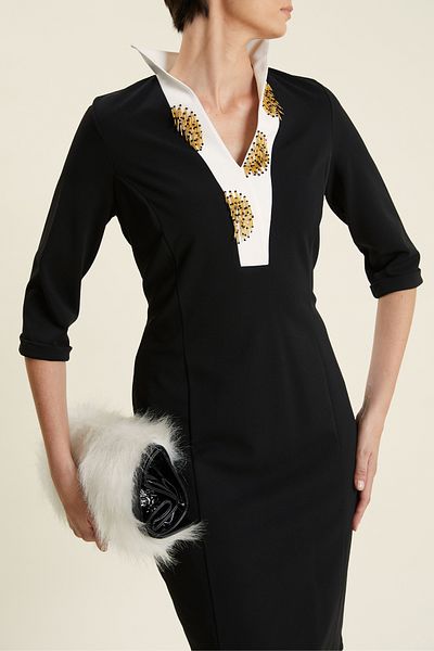 VERDA V-Neck Embroidered Two Colors Dress