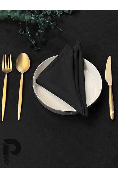 Perle Black Daily Series Napkin - Velvet Look