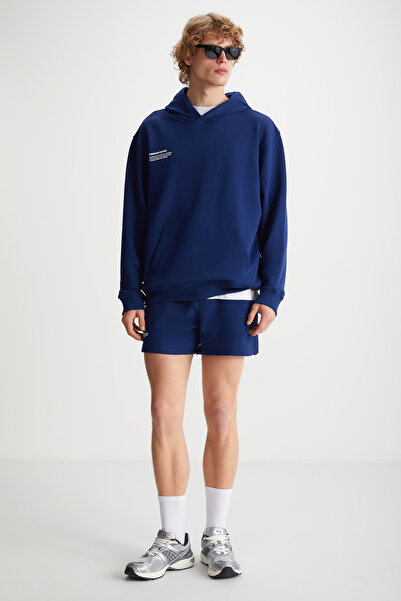 GRIMELANGE PAWAN férfi sötétkék pulóver polár belsővel és nyomott részletekkel