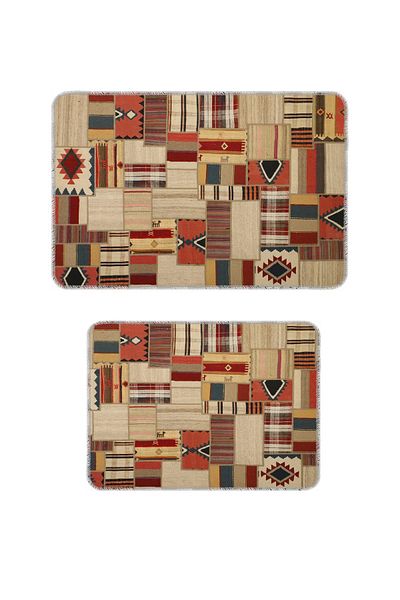 Artızon Vintage Design Non-Slip Base Washable Bathroom Set 50X60-60X90 cm