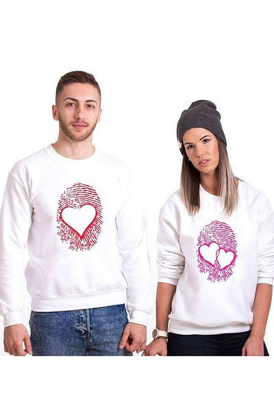 Tshirthane Fingerprint Heart Lover Combinations Sweatshirt Couple Combination
