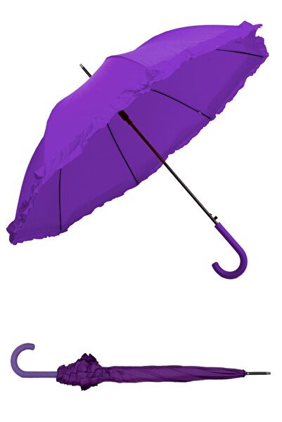 Marlux 1. Sınıf Kalite Baston Tip Rüzgara Dayanıklı 8 Fiber Telli Kadın Şemsiye Mor 10132a