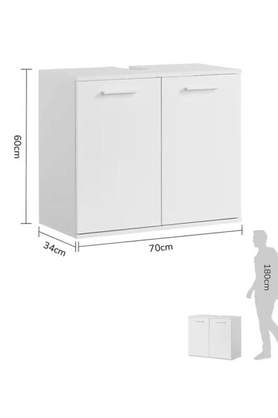 YURKUR MOBİLYA Beyaz lavabo dolabı altı çok amaçlı dolap