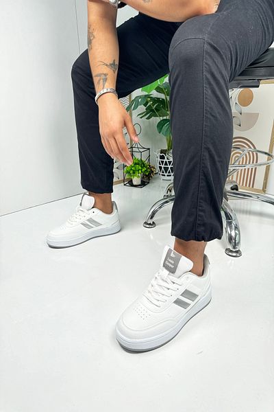 Nstil Casual ανδρικό λευκό ασημί αθλητικό παπούτσι με κορδόνια οβάλ οδοντωτή σόλα 351