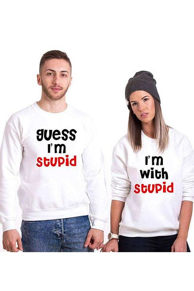 Tshirthane Lover Couple Combination - Stupid Sweatshirt