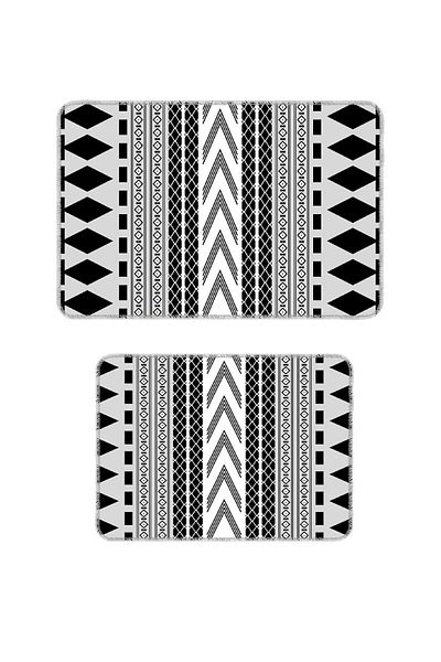 BigArts Home Black and White Modern Design Non-Slip Base Washable Bath Mat - 50X60/60X90 cm