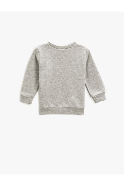 Koton Slogan Printed Sweatshirt Long Sleeve Crew Neck