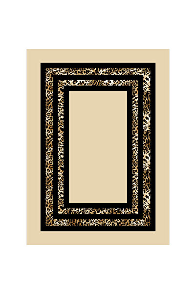 Razz Moda Leopard Patterned Ecru Colorful Digital Printed Tablecloth