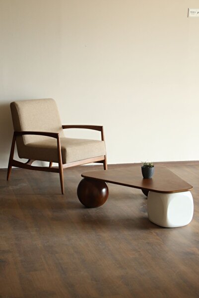 Velura Home & Living Modern Orta Sehpa & Küre-top-zar Sehpa & Üçgen Ahşap Seh...